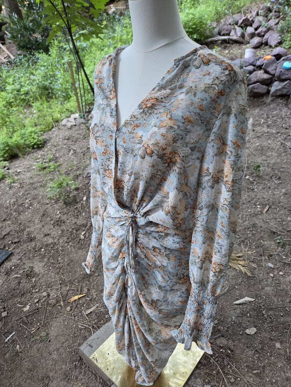 Lilyful Multicolor Floral Ruched Wrap Dress Size Small - Picture 4 of 9